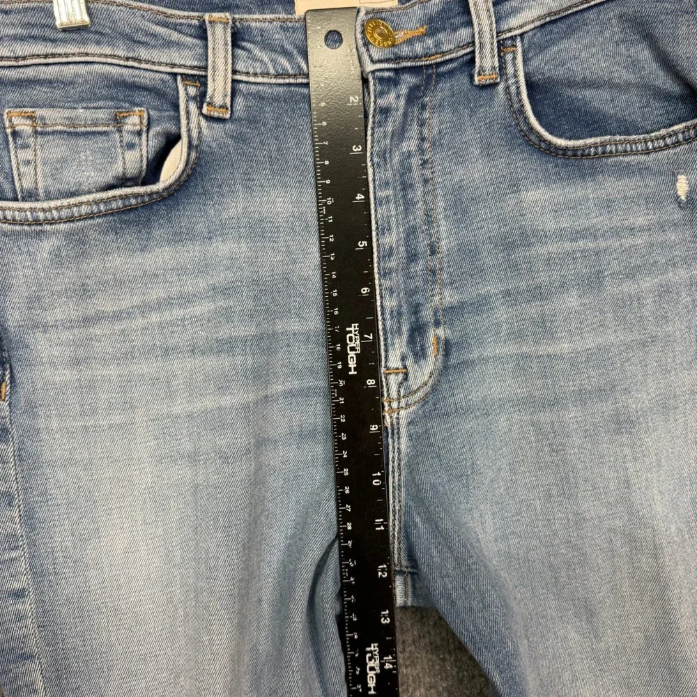 Current/Elliott Skinny Jeans Womens 31 Light Blue High Rise Distressed Knee